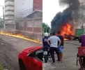 🔥 CENA DE GUERRA: Carro arrasta moto, bate e explode em Fortaleza